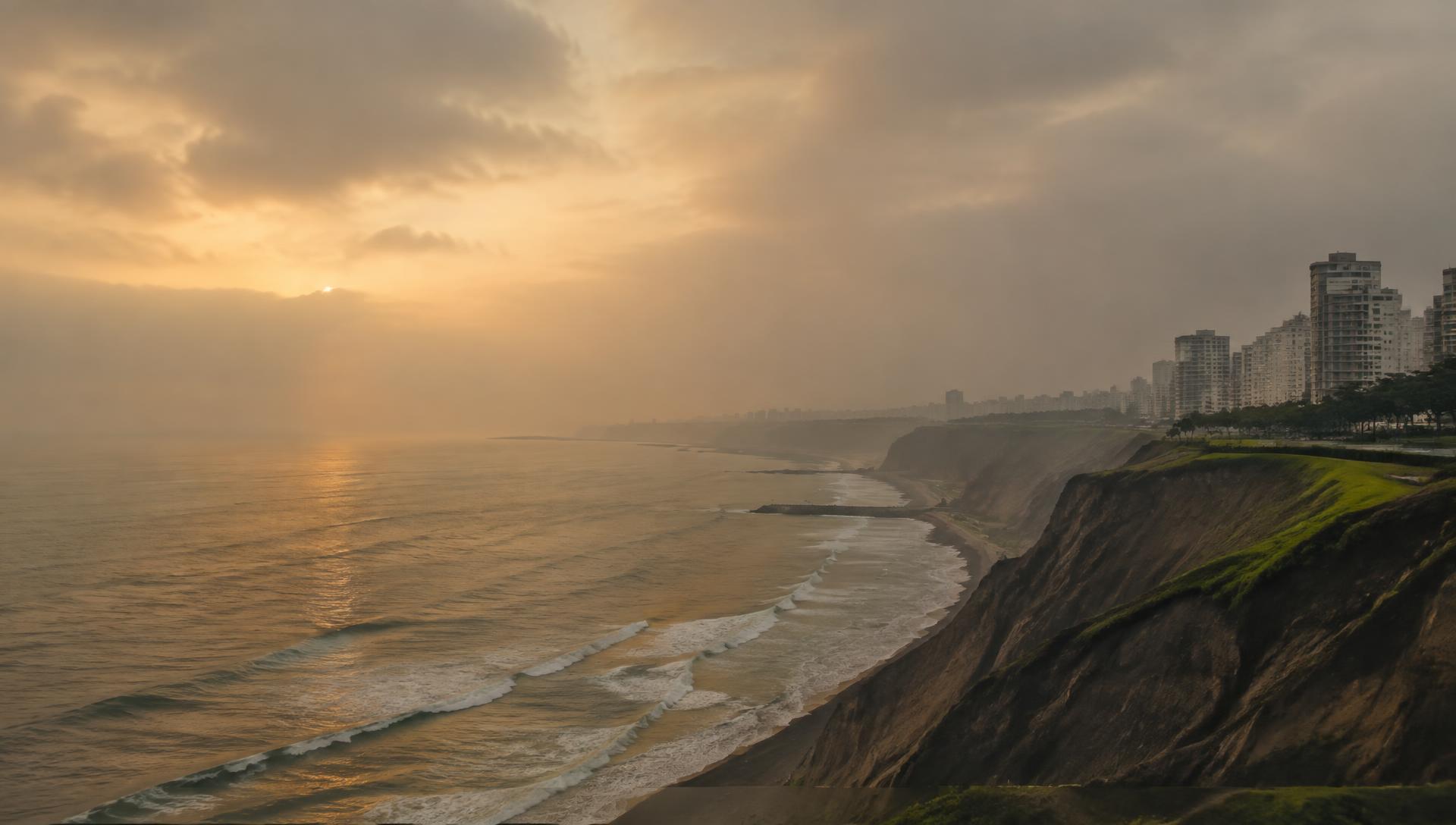 Acantilados de Lima frente al Pacífico al atardecer